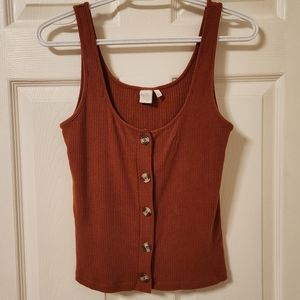 Burnt Orange Button Tank